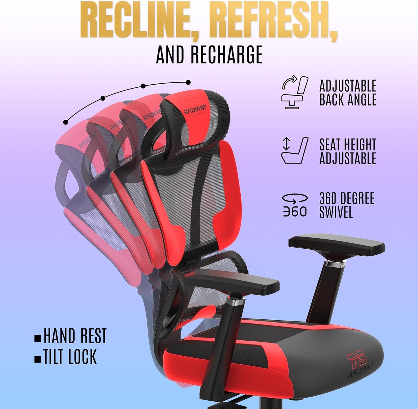 Mesh Gaming Chair with Fan